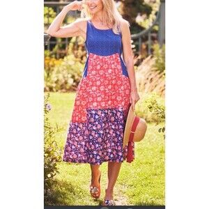 APRIL CORNELL dot Floral Cottage core Garden Party Casual sundress xxs